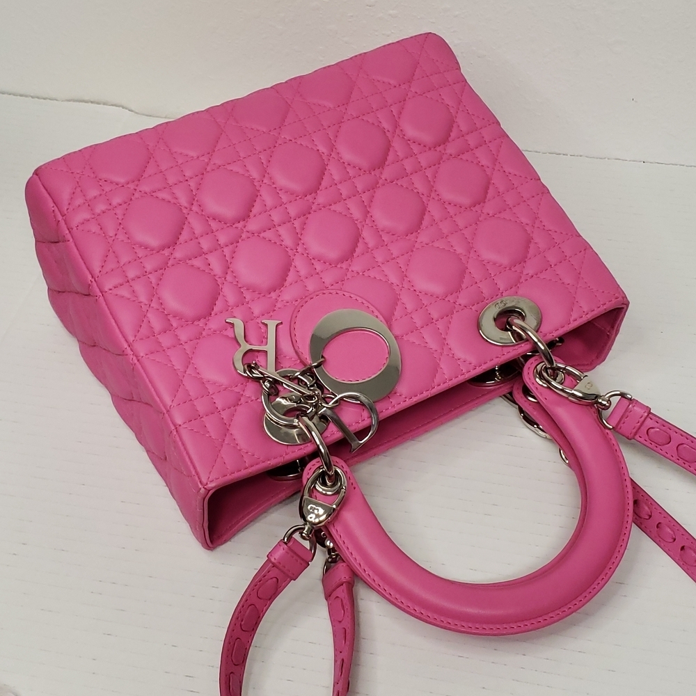 Authentic Dior Lady Dior Pink Cannage Leather Medium Bag - Picture 9 of 16